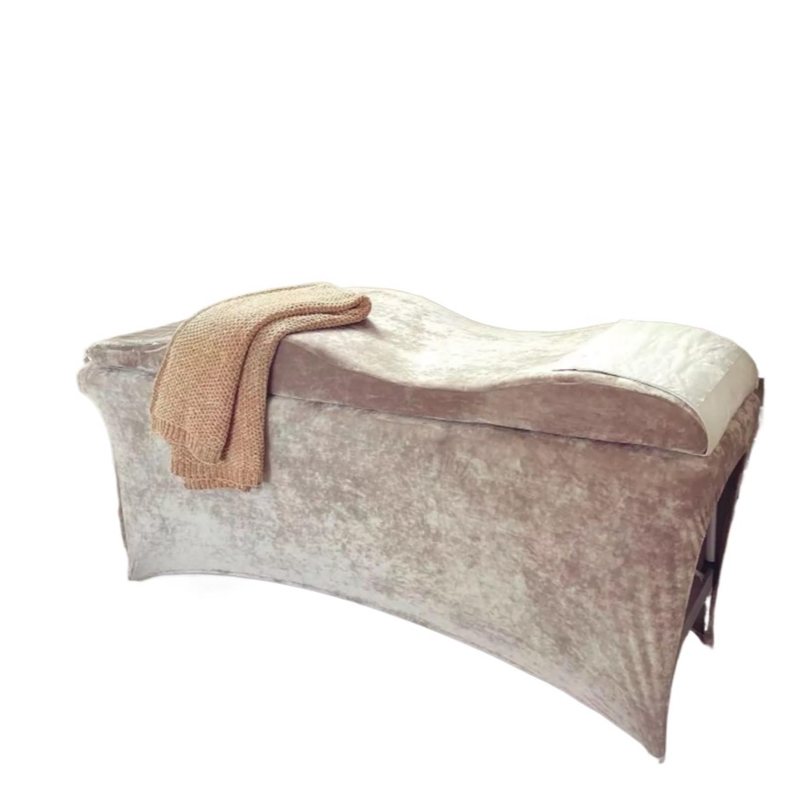 Matelas en Mousse De Forme Incurvé Salon de beauté Extension Cils incurvée Surmatelas lit Table Massage en Velours Matelas for Lit pour Salon De Beauté(Brown Set)