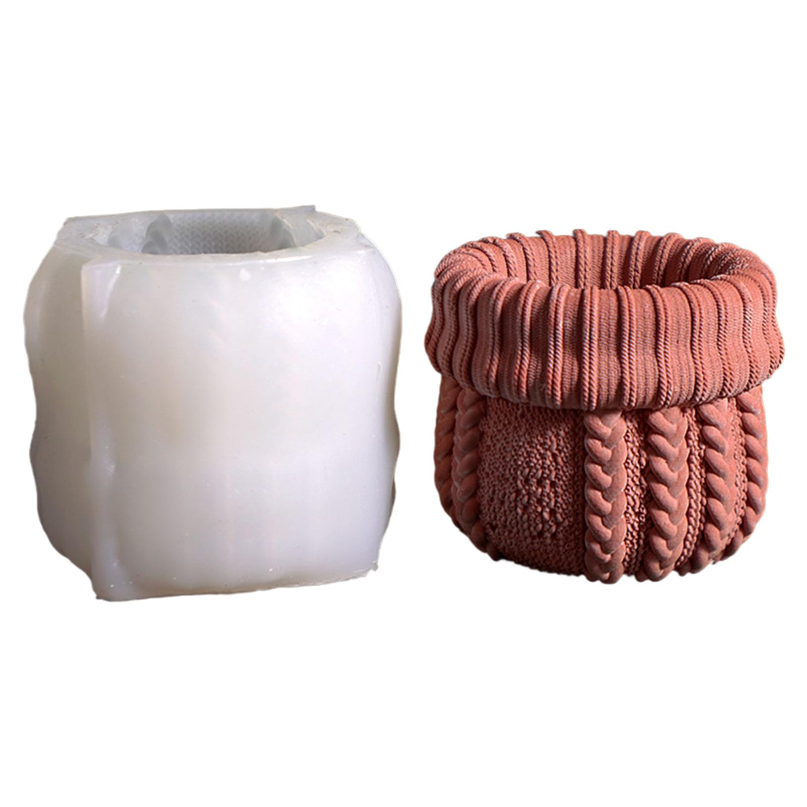 Alksubbm Knitted Pattern Silicone Molds Silicones Flowerpot for Epoxy Resin Cup Soap Chocolate Baking Knitted Texture