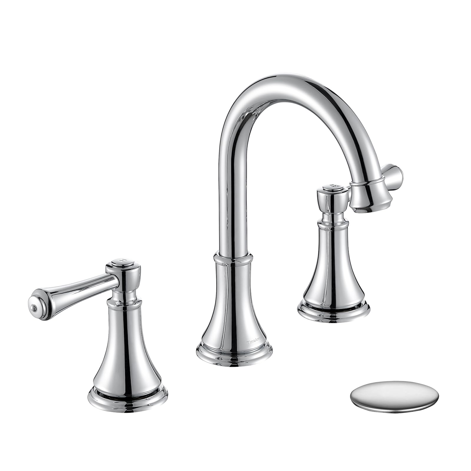 Chrome Two Handle 8 inch Widespread Bathroom Sink Faucet 3 Holes with Pop-Up Drain, High Arc Modern Bathroom Vanity Faucet with Brass 360° Swivel Spout,TAF830Y-CP