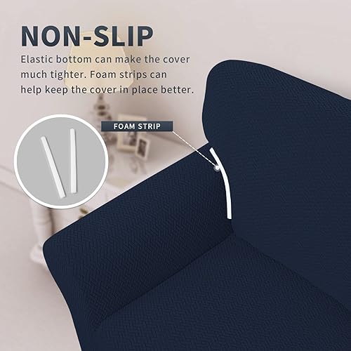 Vista 11 de Easy-Going Funda de sofá reclinable de jacquard elástico, suave de 4 piezas, con lazo elástico, protector de muebles lavable para niños, mascotas
