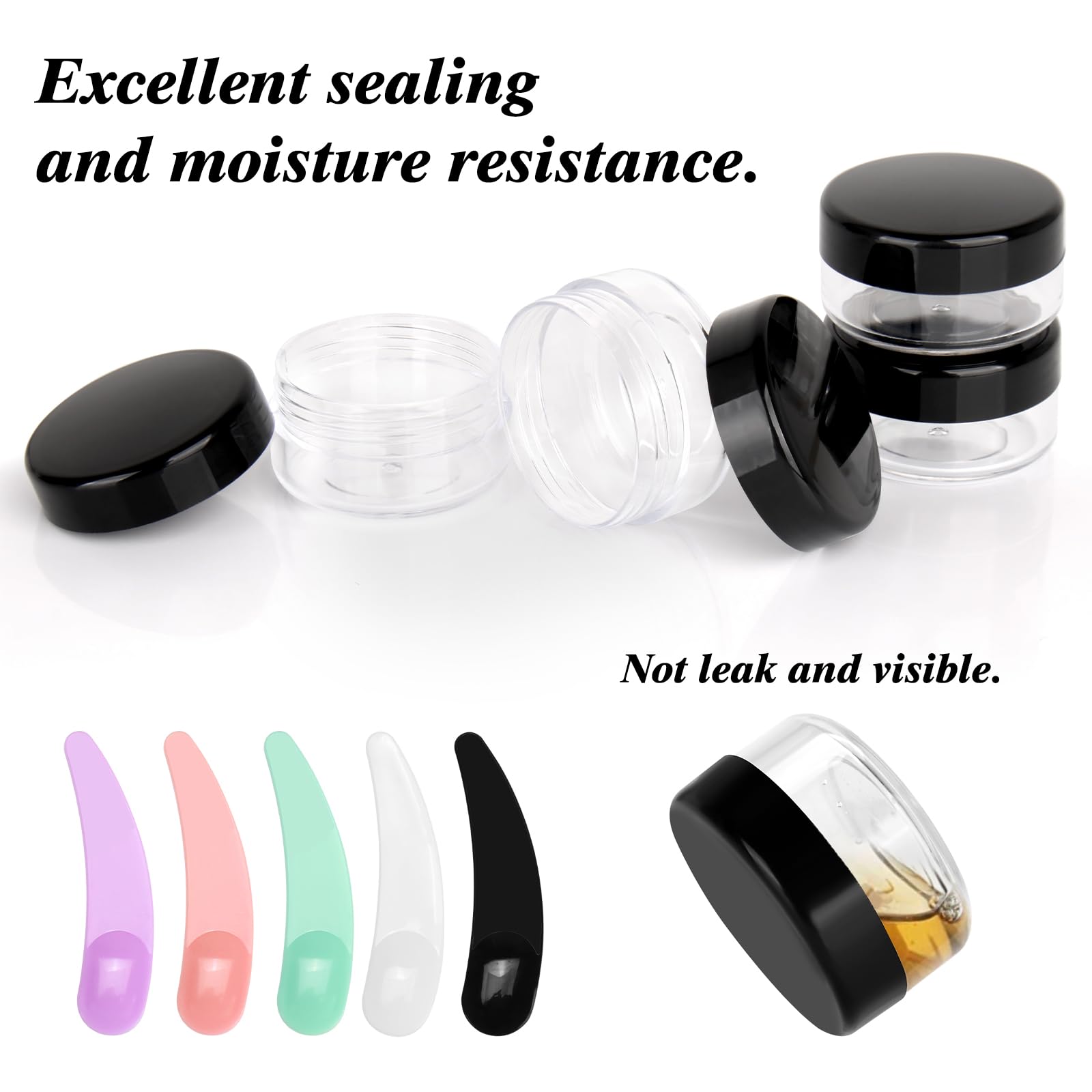 BELICOO 48 PCS Empty Plastic Cosmetic Jars, 10ml Travel Cosmetic Jar Pots, Sample Containers Pots Bottles for Cream Lip - Image 2