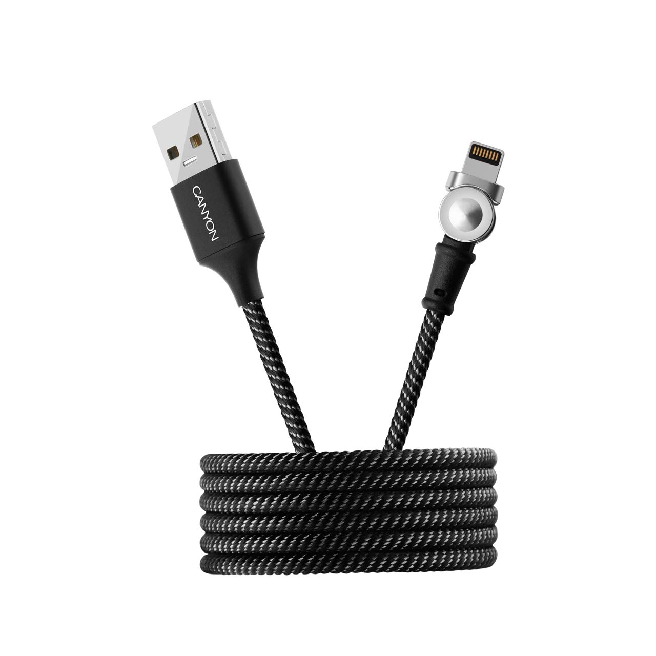 CanyonCFI-8 Lightning Charging Cable with Magnetic Rotating System Black 1m