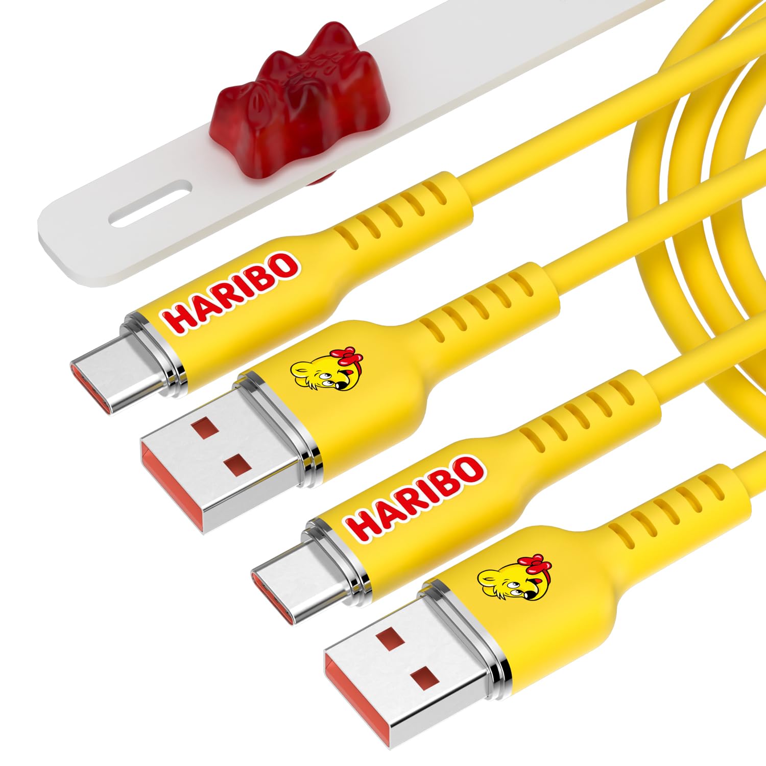 Haribo - Cable USB C a USB A (2 unidades, 5 pies), carga rápida, USB 2.0 Gummy Bear Style Cables de carga para iPhone, Samsung Galaxy