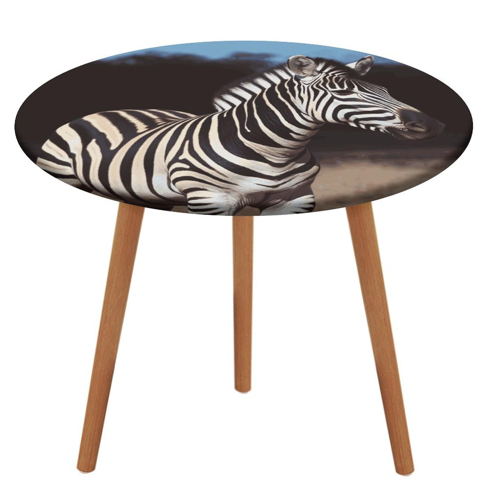 Nappe ronde zèbre 110 cm idéale pour pique-nique et repas de fête