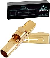 Vista 7 de EASTROCK Boquilla de saxofón alto con tapa Boquilla de metal chapado en oro para profesionales de saxofón y principiantes con almohadillas