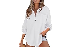 Effortless Comfort: Waffle Knit Henley Long Sleeve Tunic