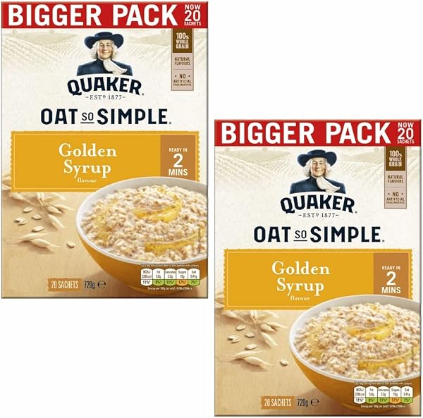 Cleverry set de Gachas de Avena Quaker Oat So Simple Golden Syrup 40 bolsitas x 36g – oatmeal para un desayuno delicioso - 3