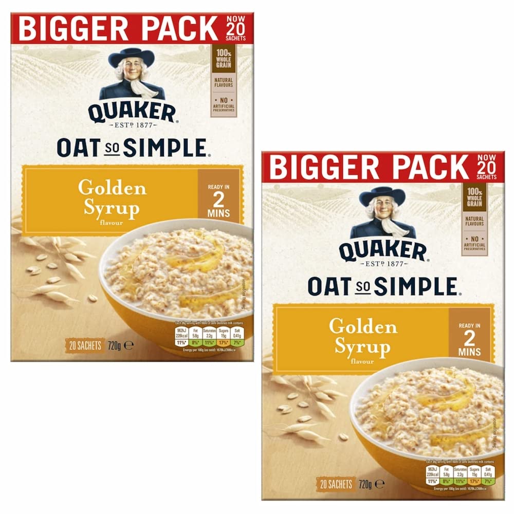 Cleverry set de Gachas de Avena Quaker Oat So Simple Golden Syrup 40 bolsitas x 36g – oatmeal para un desayuno delicioso - 3