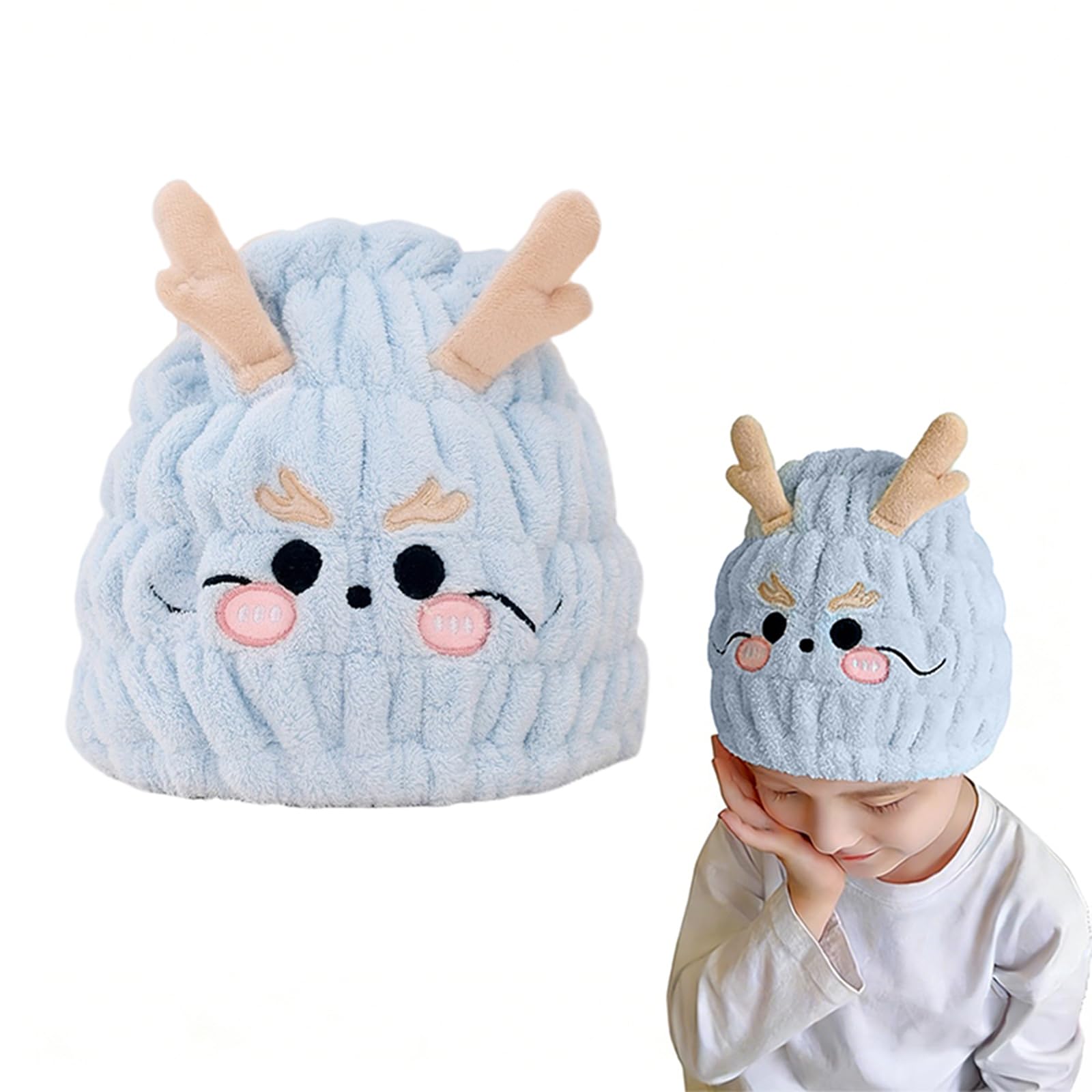 Kids Absorbent Hair Towel Wrap Soft Coral Fleece Hair Drying Wrap Towel Hat for Girls 2-9 Years Cute Cartoon Hairs Drying Turban Towels Quick Dry Head Shower Cap for Bathing Washing Hairs Spa