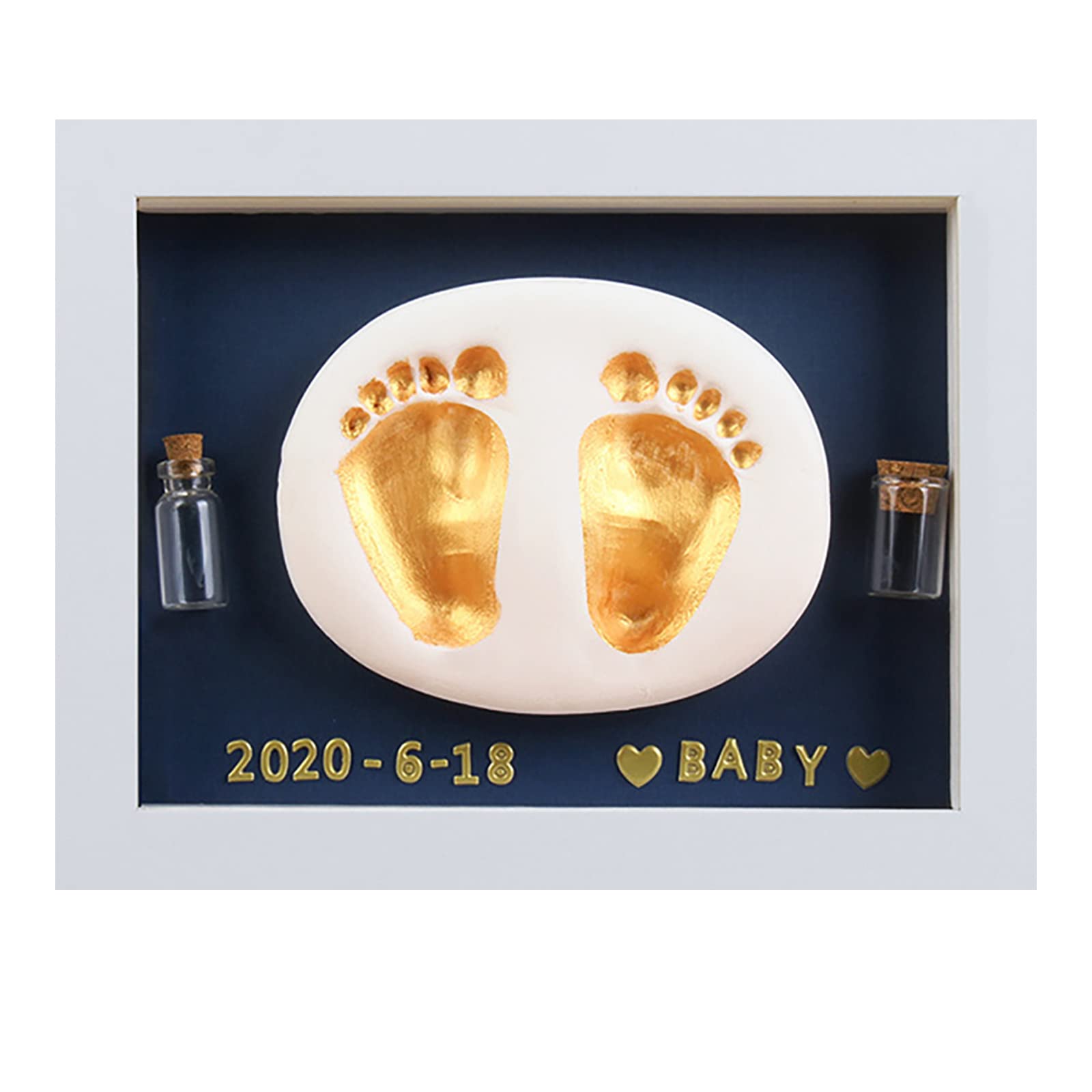 Baby Handprint and Footprint Makers Kit Keepsake for Newborn Boys & Girls, Personalized Baby Frame Ornament, Memory Art Baby Gifts for Baby Registry Nursery Décor