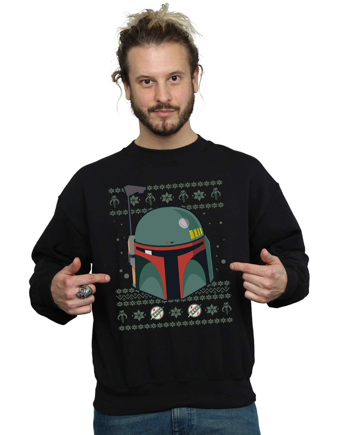 Absolute Cult Men's Black Star Wars Boba Fett Christmas Sweatshirt XXXXX-Large