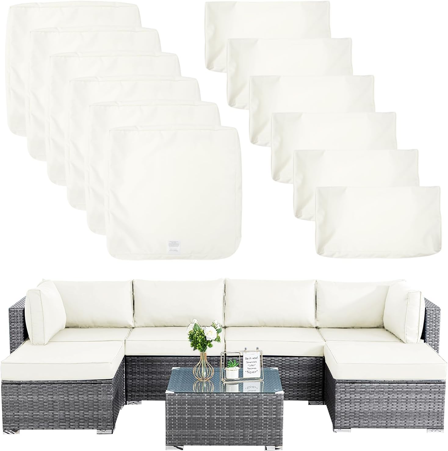 12 Pack Outdoor Seat Cushions Back Pillow Replacement