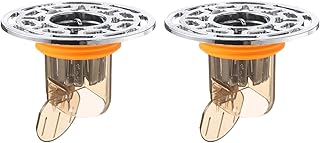 uxcell 2Pcs Odor Proof Floor Drain, ABS Shower Floor Drain Backflow Preventer Anti-Clogging Single Way Drain Valve Sewer Sealing Ring for Kitchen Bathroom Laundry (Silver Clear Orange)