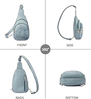 Vista 126 de Telena Riñonera pequeña para mujer, de cuero, cangureras, bolsa de pecho para mujer 3-camel marrón