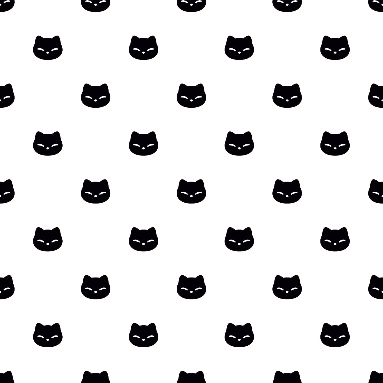 SpeedWallpaper Black and White Cat Peel and Stick Removable Wallpaper 5033