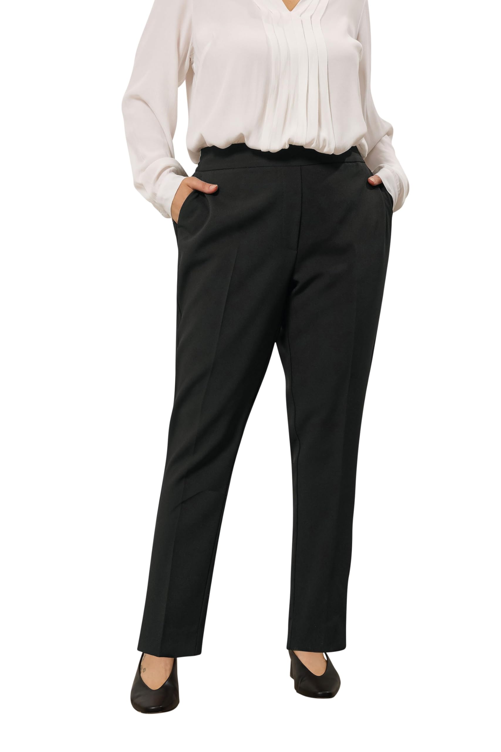 Evans Women's Black Curve Tapered Trousers - Plus Size Curve