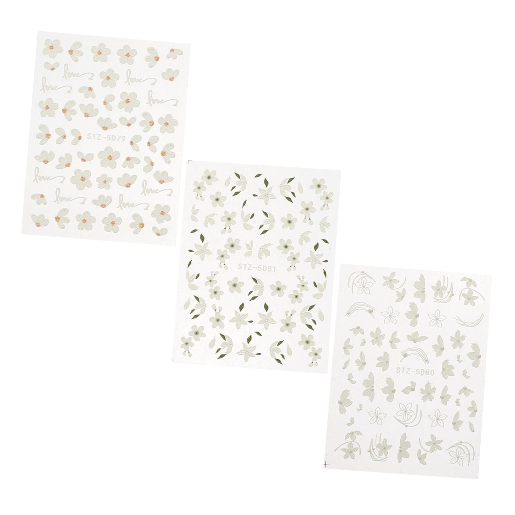 Calcomanías De Uñas De Flores Flor De Manicura Pegatinas Clavos Calcomanías De Uñas En Auto Adhesiva Decoración De Uñas De Flores Resina 3 Hojas*4