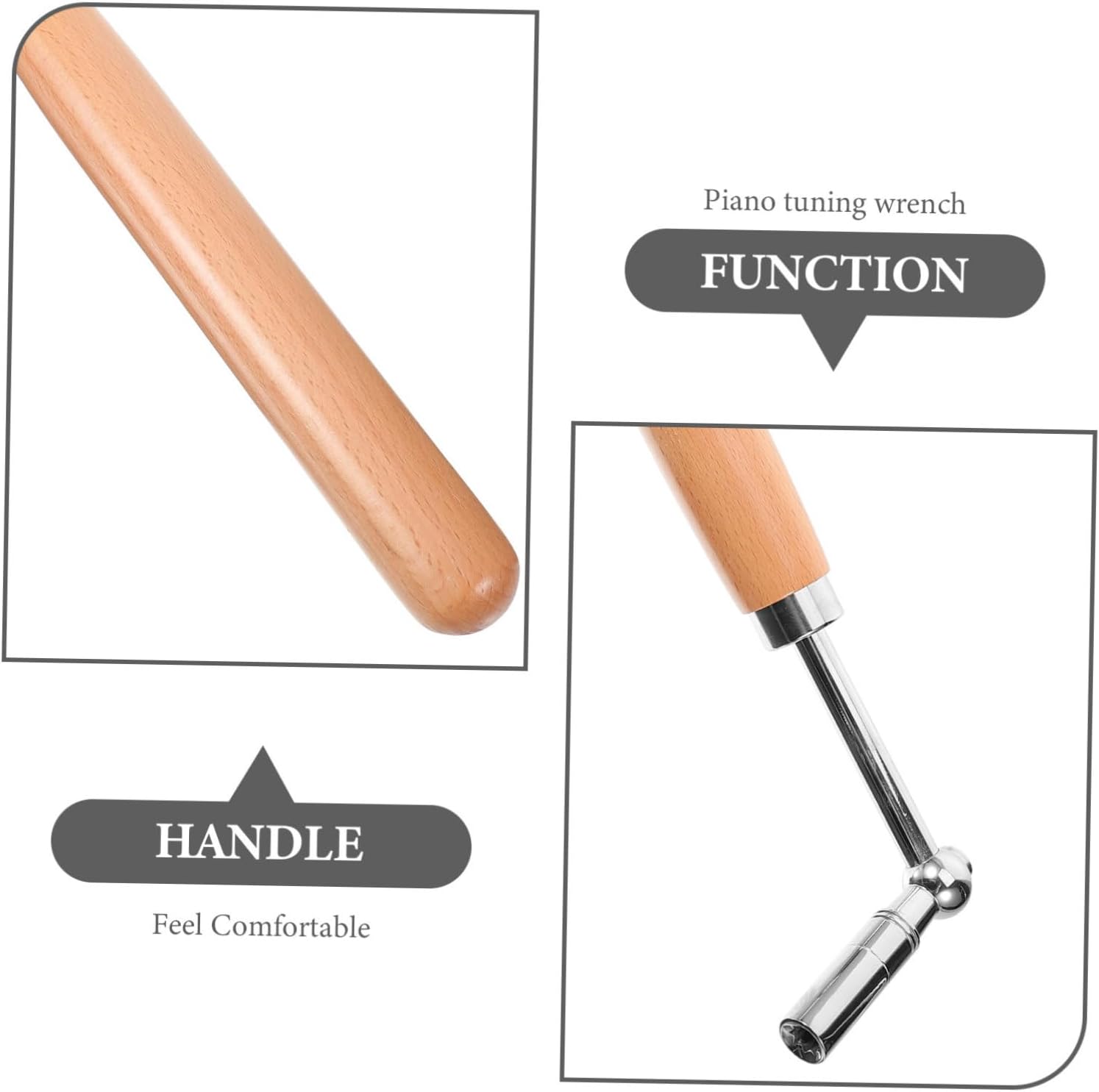 Wood and Steel Piano Wrench Tuning Tool for Portable Use