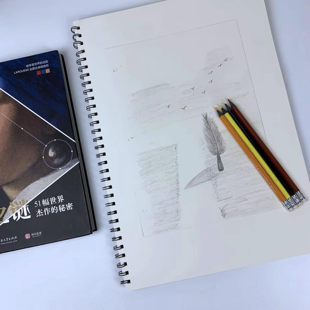 A3 Sketchbook Hardback Cover Spiral Sketch Book Hard Back Cover Portrait Skecth Pad 30 Sheets / 60 Pages 160GSM Cartridge Paper - Image 3
