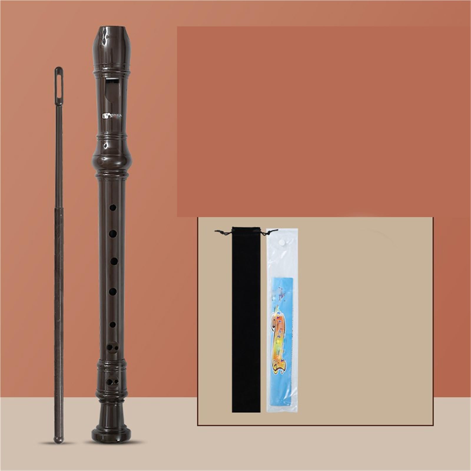 8 otworowy Flet Prosty Sopranowy W Stylu Niemieckim Brązowy Instrument Dęty Dla Początkujących Dorosłych Drewniany Flet Prosty