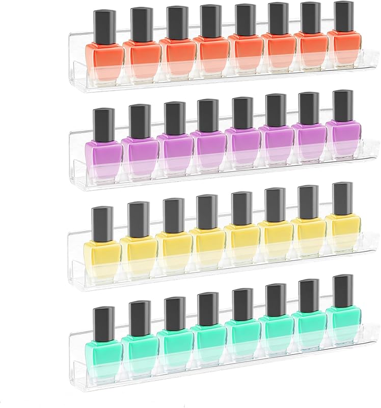 ROYALITA Organizador de Esmaltes com 4 Prateleiras de Acrílico para Parede, Transparente