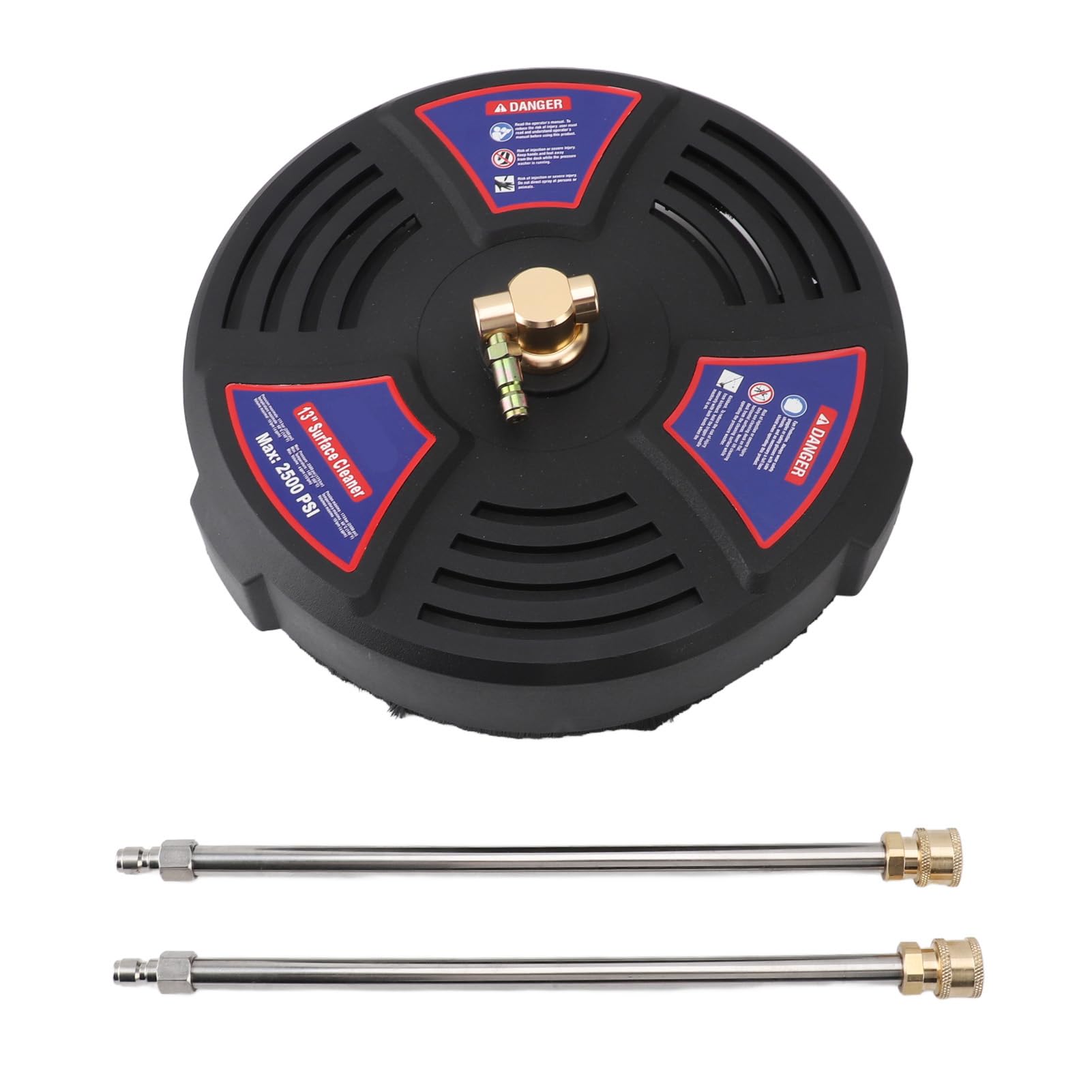 SIXRUN Limpiador de Superficies Profesional para Hidrolimpiadora, 33 cm, 2500 PSI, ABS y Acero Inoxidable, con 2 Varillas de Extensión, Conexión Rápida 1/4 Pulgada
