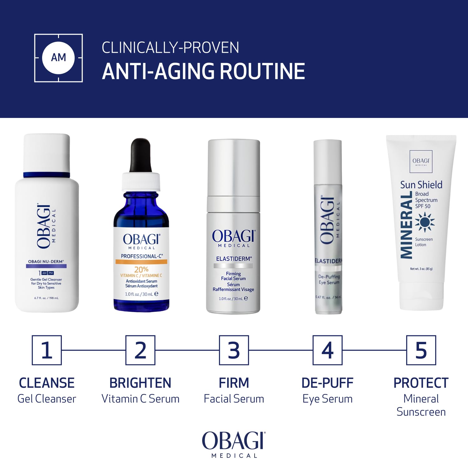 Obagi ELASTIDERM Facial Serum 1oz & Eye Serum .47oz Set – Clinically Proven to Firm Skin, Target Signs of Aging & De-Puff Eyes with Caffeine & Patented Bi-Mineral Contour Complex