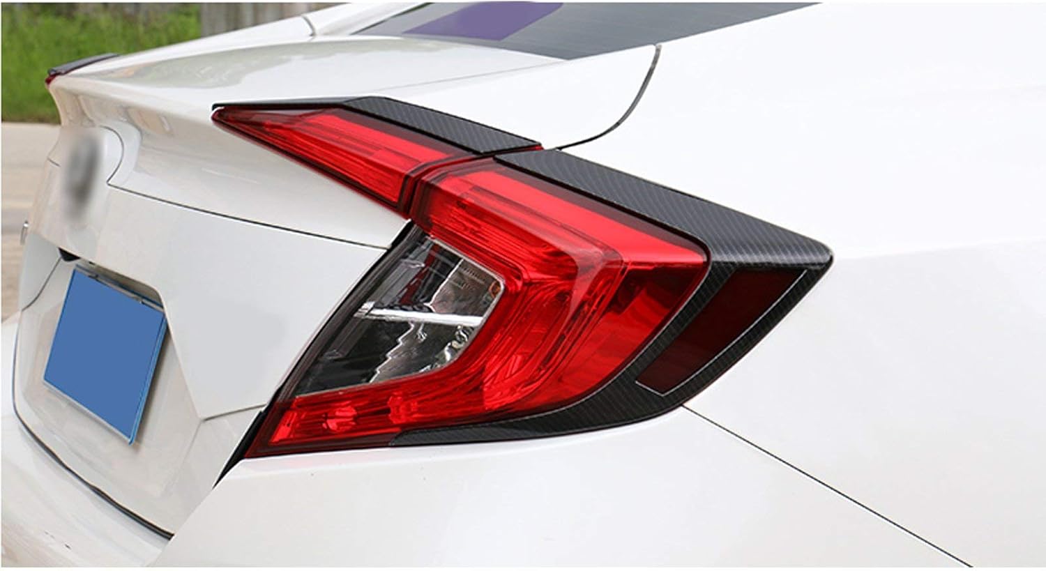 x xotic tech Rear Tail Light Eyelid Bezel Frame Cover Trim Carbon Fiber Pattern, Compatible with Honda Civic 10th Gen Sedan