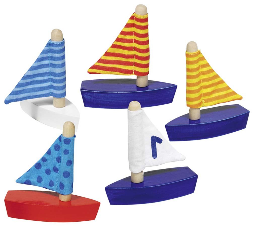 Segelboot-Set Aus Holz – 5 Bunte Boote Mit Segeln, Ideal Zum Spielen & Dekorieren