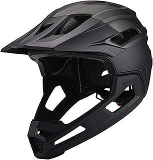 Mountain Bike Helmet for Adult Breathable Shock-Proof PC Full Face Bike Helmet with Detachable Chin Holder & Visor Adjusta...