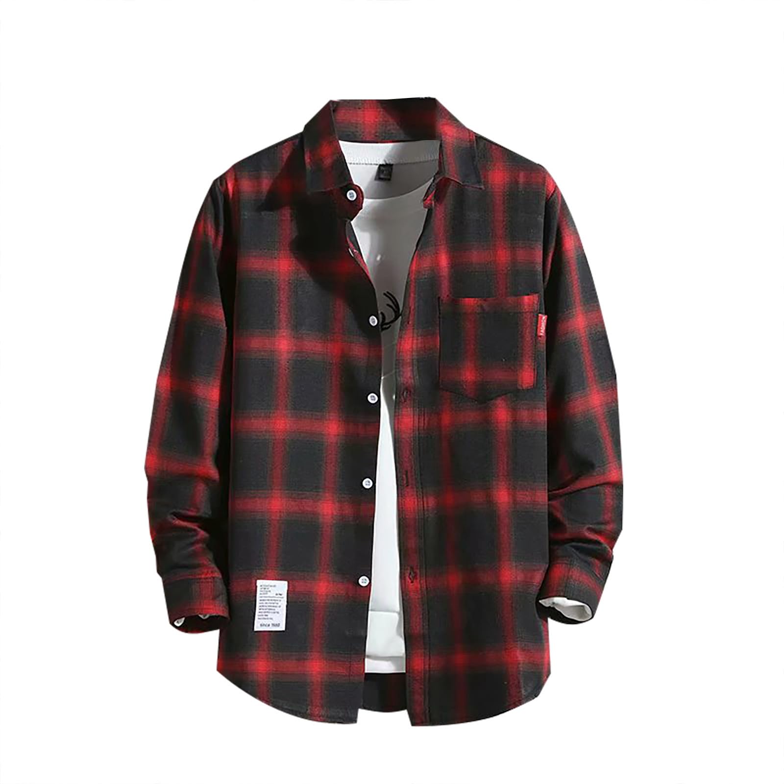 Generic Camisa de hombre de manga larga de invierno para hombre camisa de trabajo para hombre chaqueta de leñador chaqueta de camisa camisa a cuadros camisa de franela camisa de cuadros de talla grande