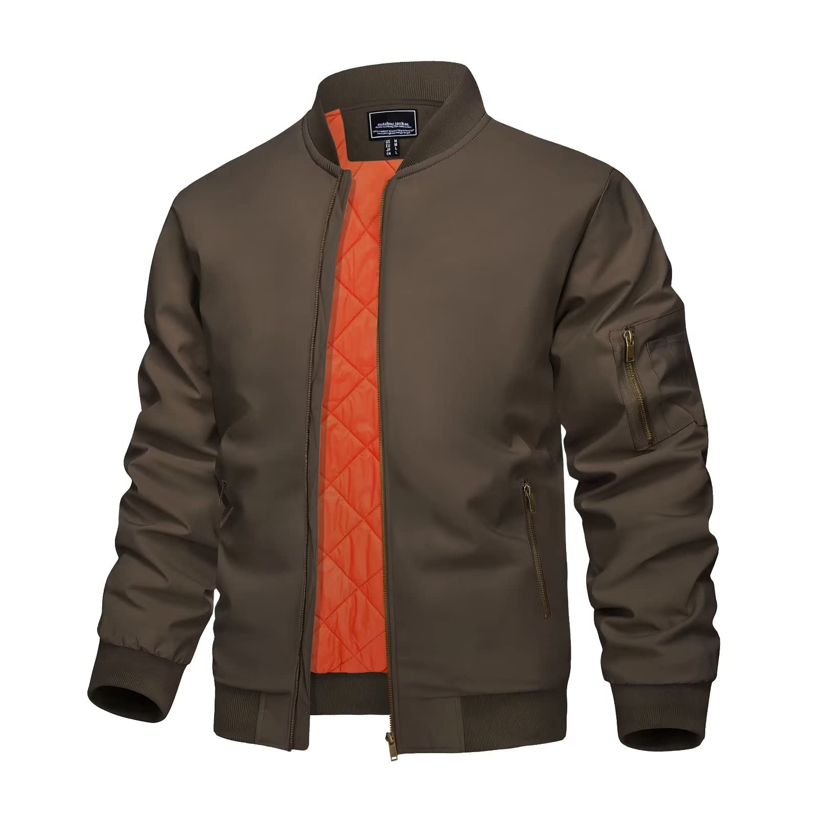 KEFITEVD - Giacca da baseball da uomo, invernale, retrò, militare, con tasche con cerniera