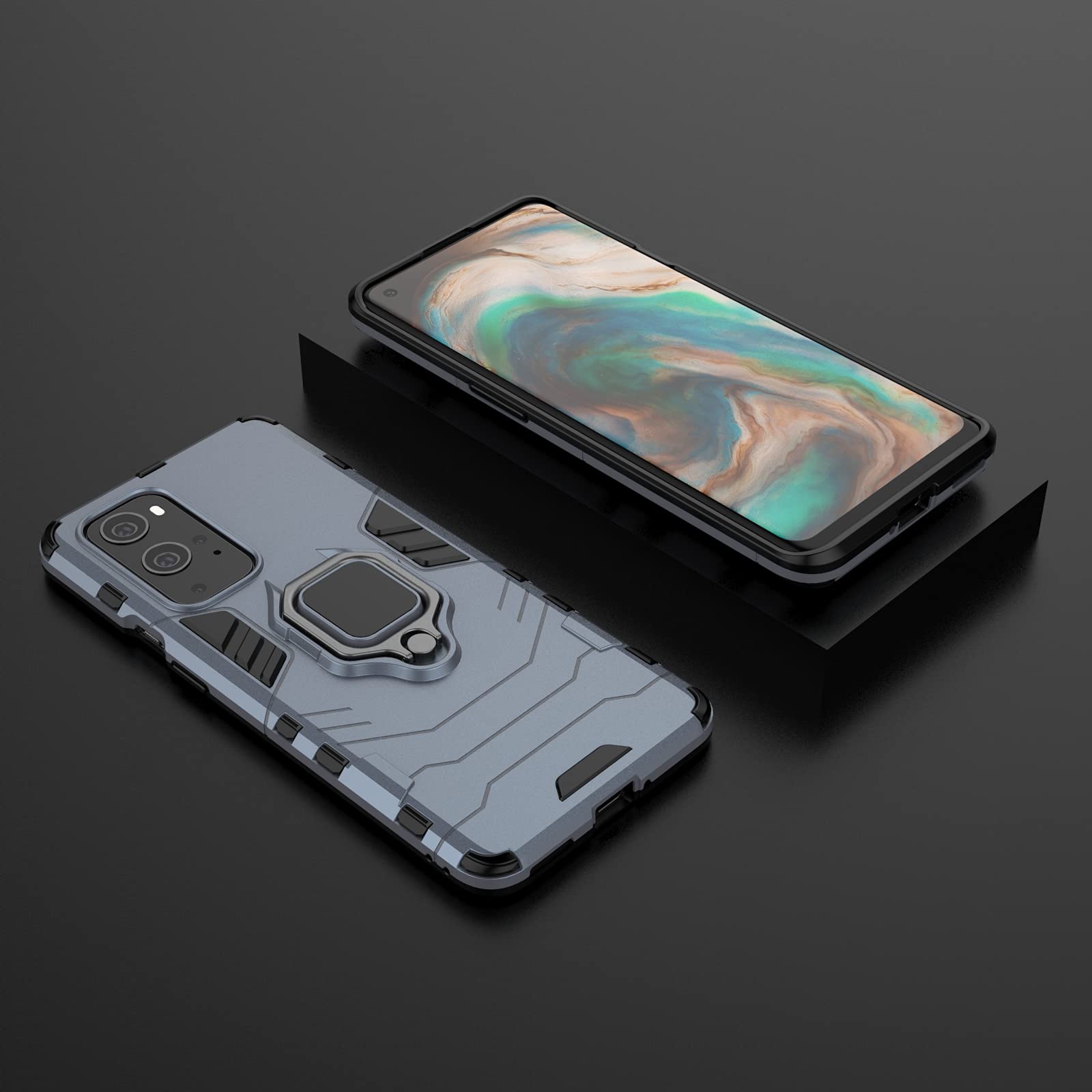 Urspasol For OnePlus 8T 5G Case OnePlus 8T Case With Screen Protector (2 Pack) Tempered Glass Hybrid Heavy Duty Armor Protective Bumper Phone Cover With 360° Degree Ring Holder Kickstand (Red - View #2