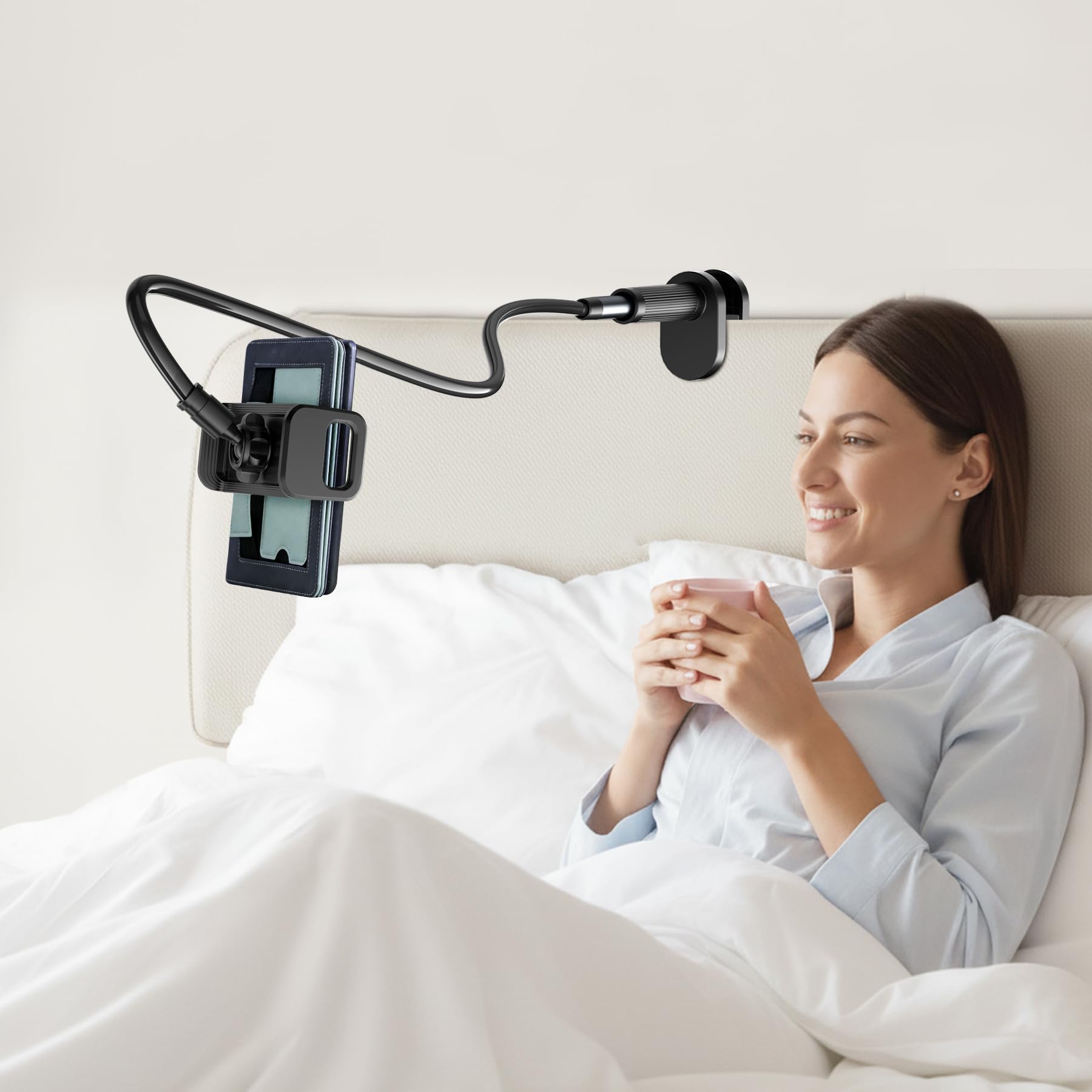 Kefotic Supporto per tablet a collo d'oca lungo per letto, funziona con custodia spessa, supporto per eReader compatibile con tutti i Kindle Paperwhite Colorsoft Scrible, braccio flessibile da