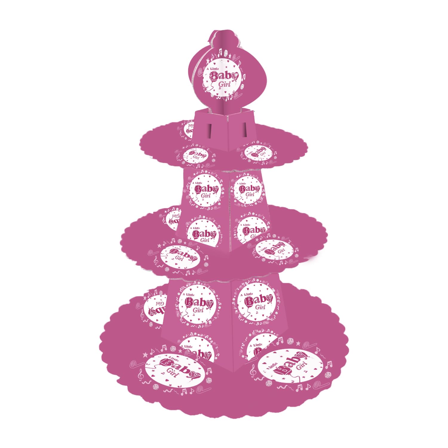 Aex Women's A Little Baby Girl 3 Tier Cake Cardboard Desserts Stand Display Tower Beautiful Vibrant Colours Birthdays Baby Showers Wedding Anniversary Decor Party Supplies Tableware (A Little Baby Girl)