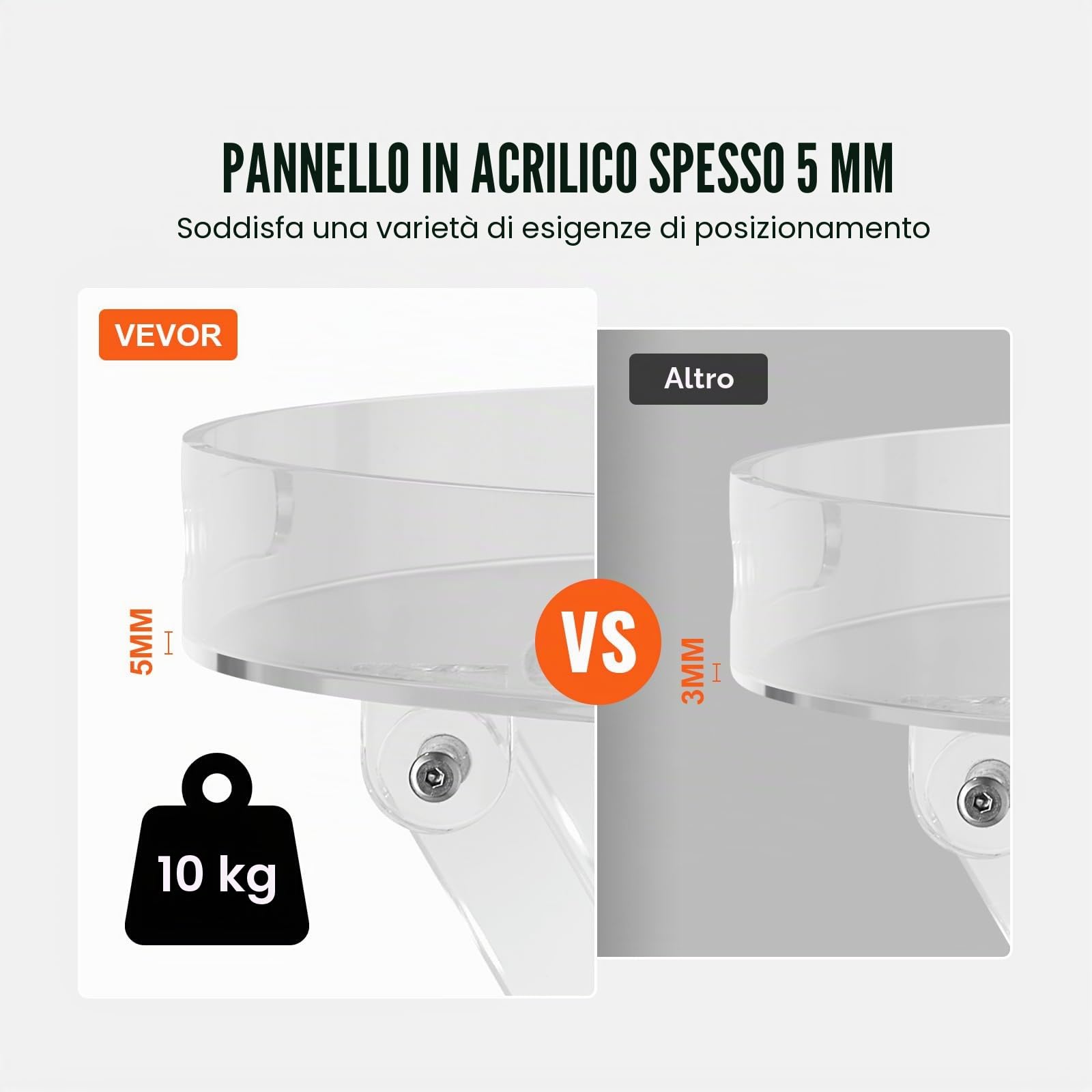 VEVOR Tavolino Caffè in Acrilico Trasparente Tavolino Basso Rotondo da Soggiorno 400x400x580 mm, Tavolo da Ingresso Portata max. 10 kg, Tavolino Pieghevole per Soggiorno Camera da Letto Balcone Caffè