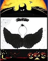 Vista 2 de SzJias Black Wings Angel Devil Fallen Feather Wings para niños Halloween