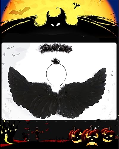 Miniatura 2 de SzJias Black Wings Angel Devil Fallen Feather Wings para niños Halloween