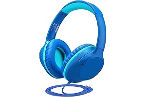 POWMEE Kids Over-Ear Wired Headphones with 3.5mm Jack for Kids/Teens/Boys/Girls, Safe 94dB...
