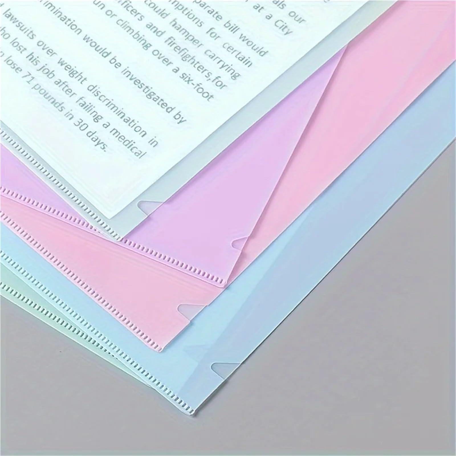 Przezroczysty folder z tworzywa sztucznego, 24 szt. Teczki projektowe A4 w kształcie litery L, wielokolorowy materiał PP(Purple)