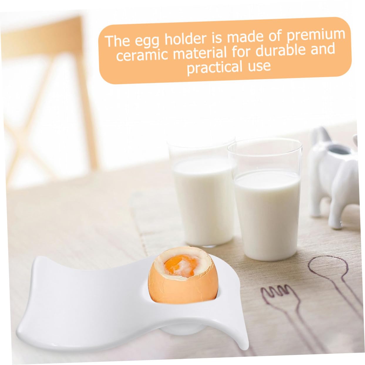 6 Coquetiers en Céramique Blancs Petit-déjeuner, Supports à Œufs Légers et Pratiques, Ensemble de 6 Pièces, Design Moderne et Élégant