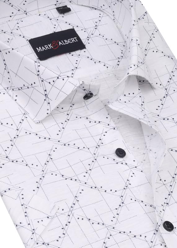 Image of Mark & Albert Men's Half Sleeve Cotton Linen Shirt Blue