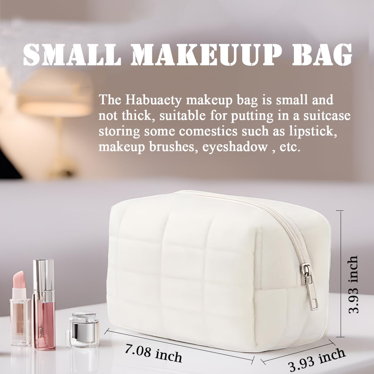 HABUAETY Makeup Cosmetic Bag Small Checkered Pouch Make Up Purse Bag Y2k Accessories