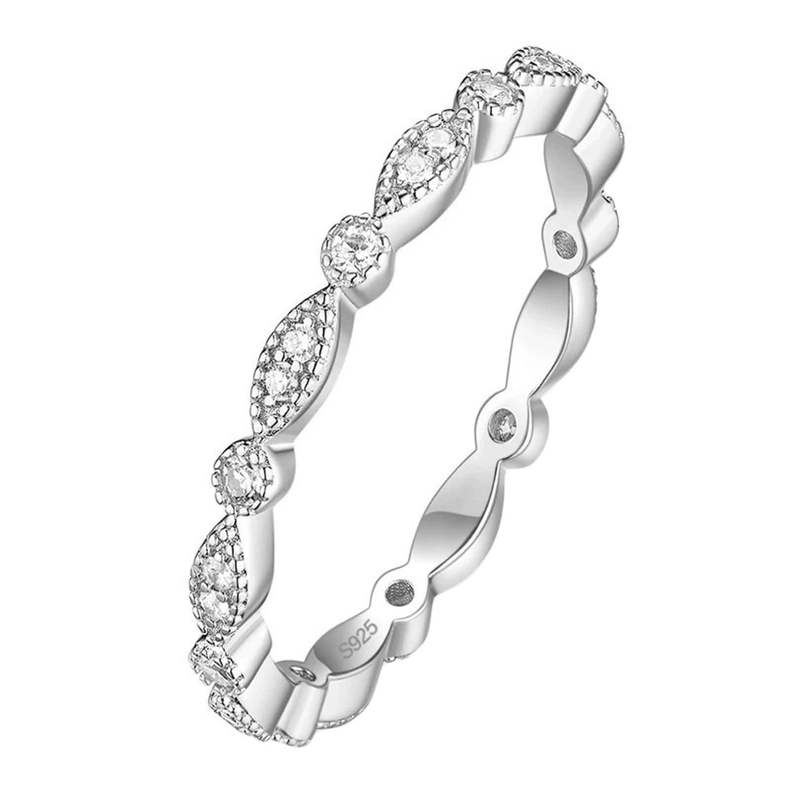 Anillos de Promesa para Mujer Plata de Ley 925, Eternidad Redondo con Circonita Anillos de Boda Oro para Mujer