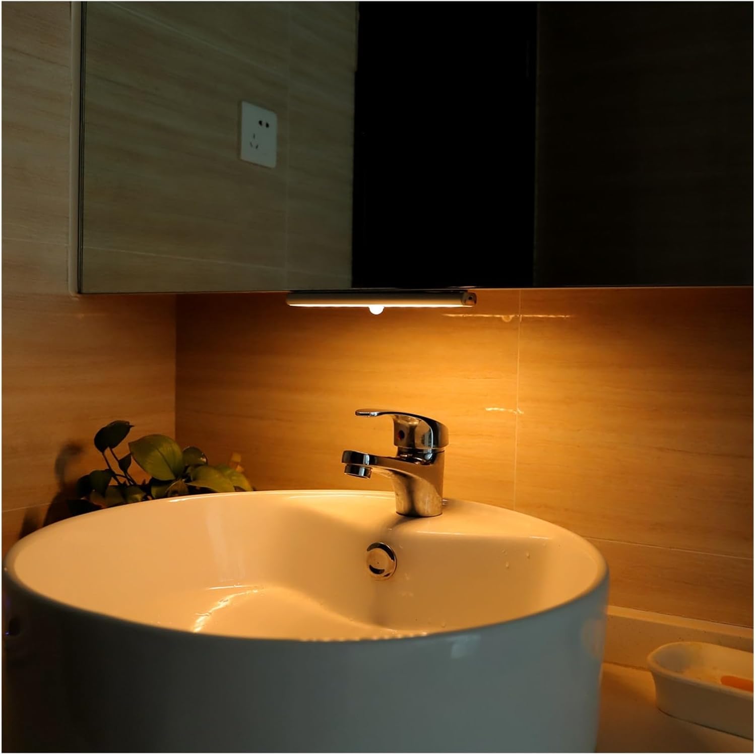 Human Body Intelligent Light Control Induction Wardrobe Cabinet Lamp Frosted Craft Wiring-Free Three-Color Switching (Color : 10-LED Yellow Light, Size : 1.8W)