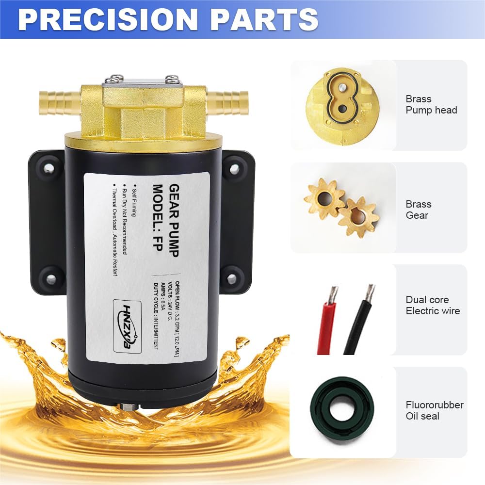 HNZXIB Electric Oil Transfer Pump 12V Fuel Transfer Pump,Diesel Self Priming Pump 12L/min Electric Scavenge Oil Extractor Suitable for Diesel, Kerosene, Oil Change Pump Extractor (12V)