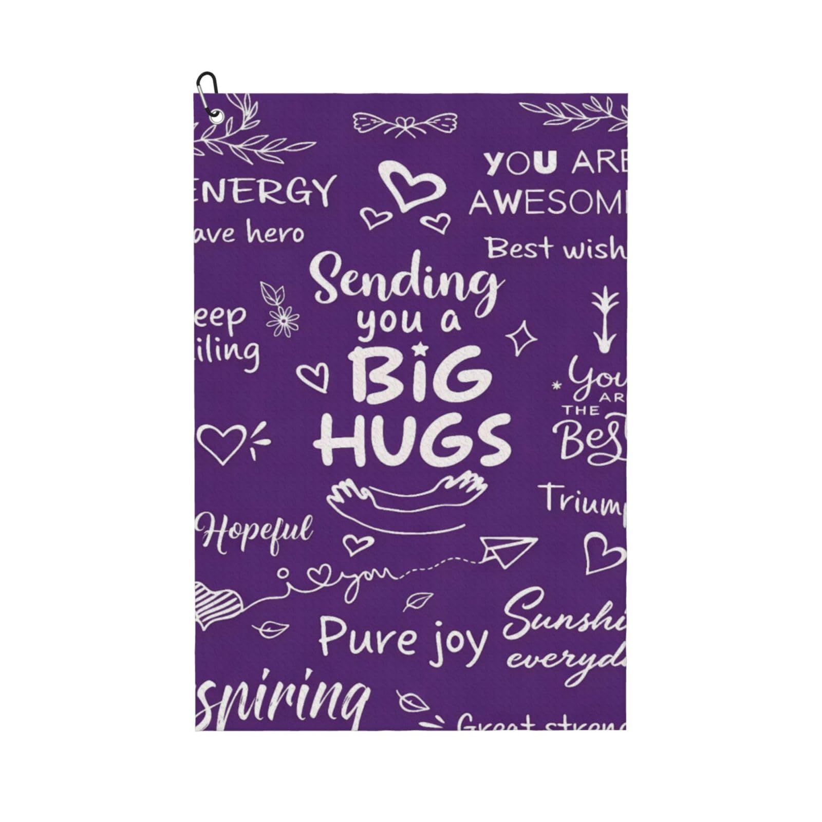 Oudrspo Warm & Encouraging Quotes Theme Print Multi-Functional Golf Towel | Absorbent Quick Drying 16x24in