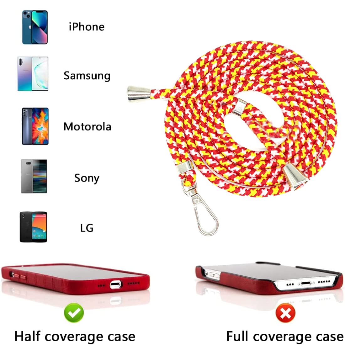 6 Pezzi Adesivi Porta Cellulare Con Anello Metallico E Cordino Universale – Ricarica Wireless E Cablata Sempre Libera