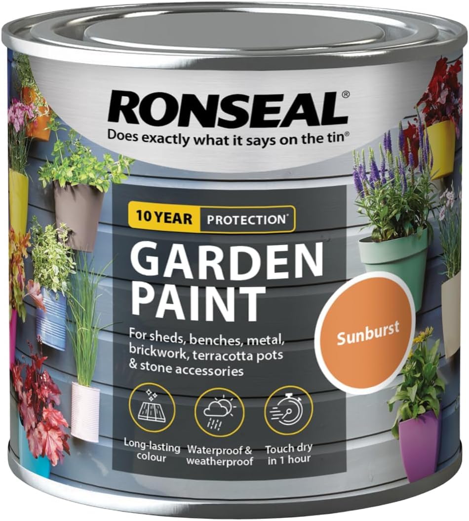 Garden paint adds colour, waterproofs, and improves water repellence (Sunbrust, 0.25 Liters)