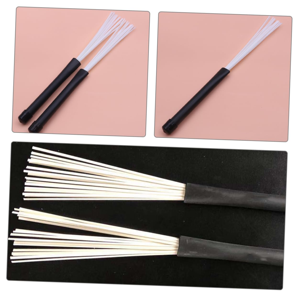 HEMOTON Drum Brushes Drum Sticks Set Nylon Brush Drum Sticks for Drum Jazz Drum Stick Percussion Accessories